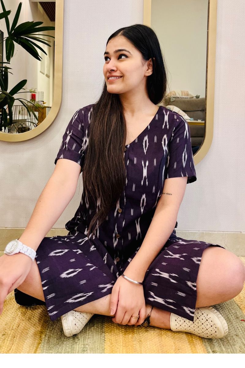 AUBERGINE IKAT SHIRT DRESS