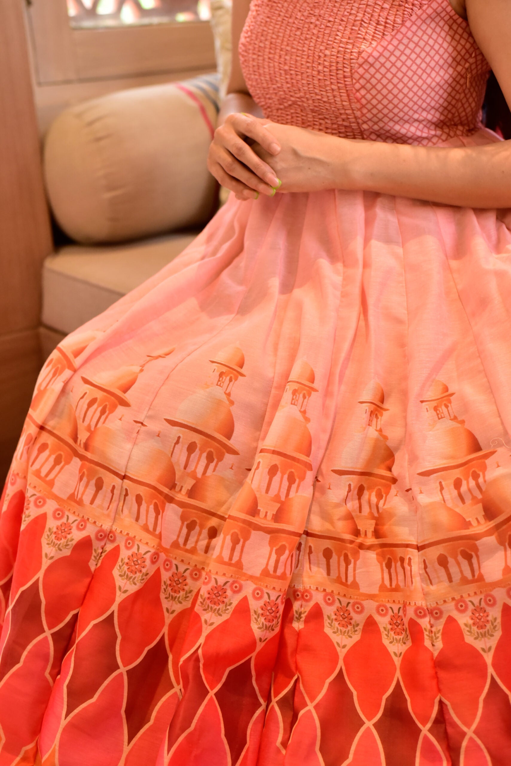 Aarvi orange chanderi maxi