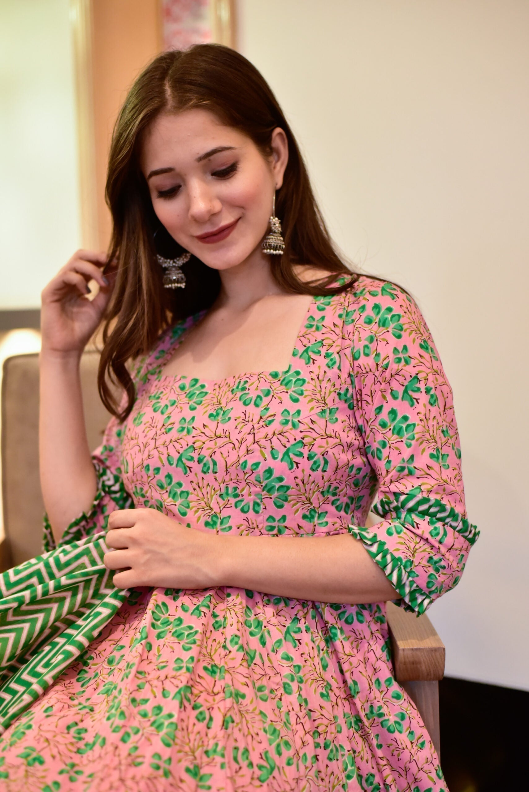 arunima pink cotton suit set