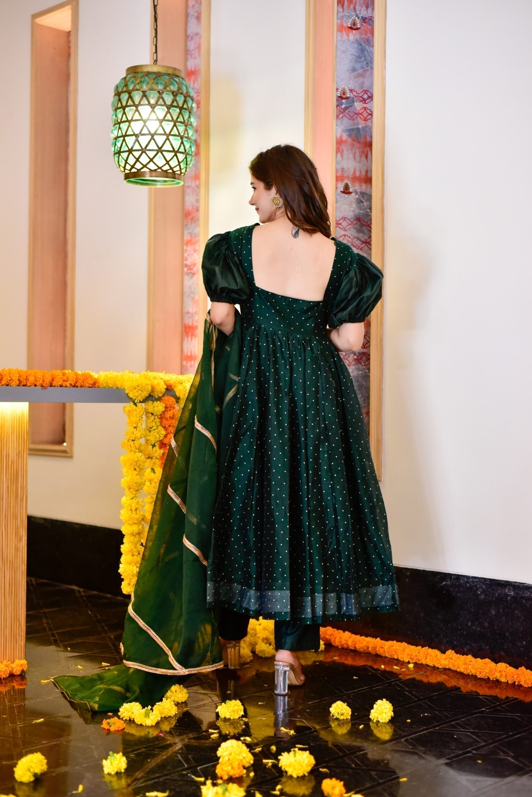 kashish green chanderi suit set
