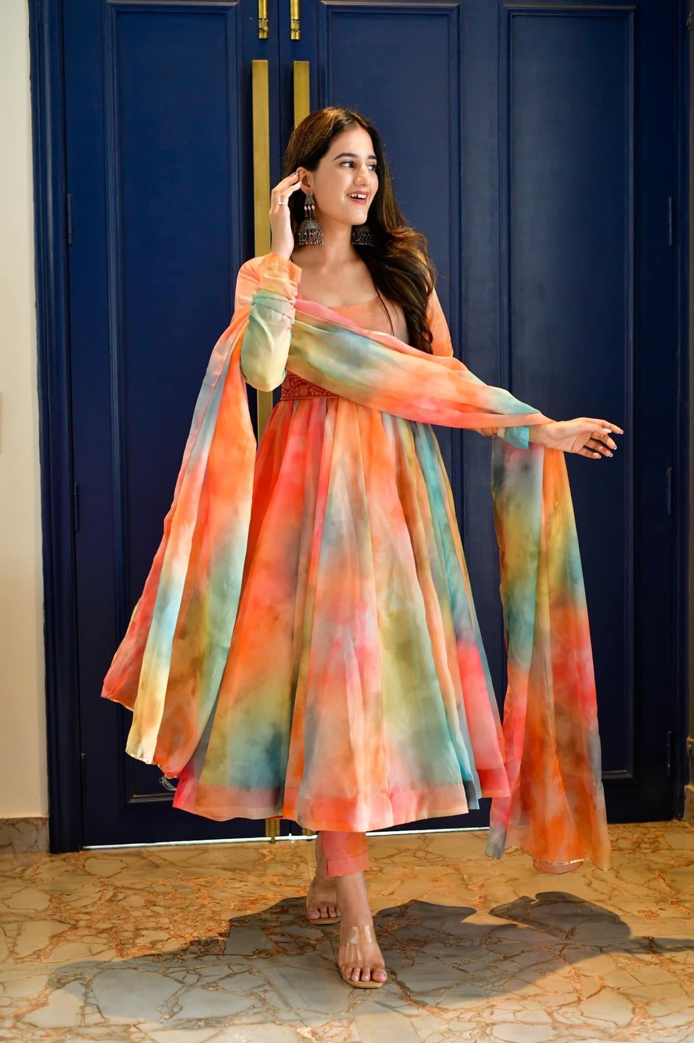 multicolor organza suit set